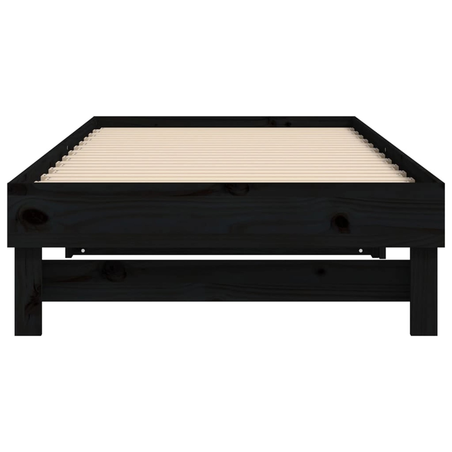 Schwarzes, ausziehbares Tagesbett aus Kiefernholz (100x200 cm) ohne Matratze.