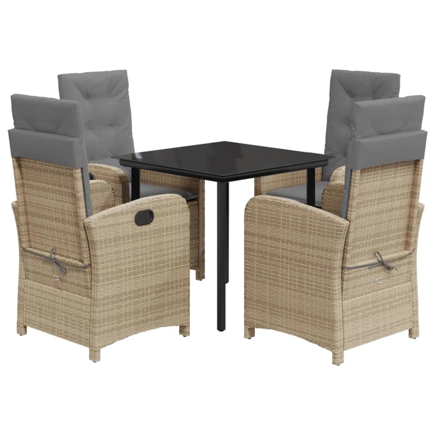 vidaXL 5-Tlg Garten-Essgruppe mit Kissen Beigemischung Poly Rattan 3212401 günstig online kaufen