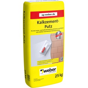 Sack Weber Kalkzement-Putz, 25 kg, für Fassaden und Innenräume.