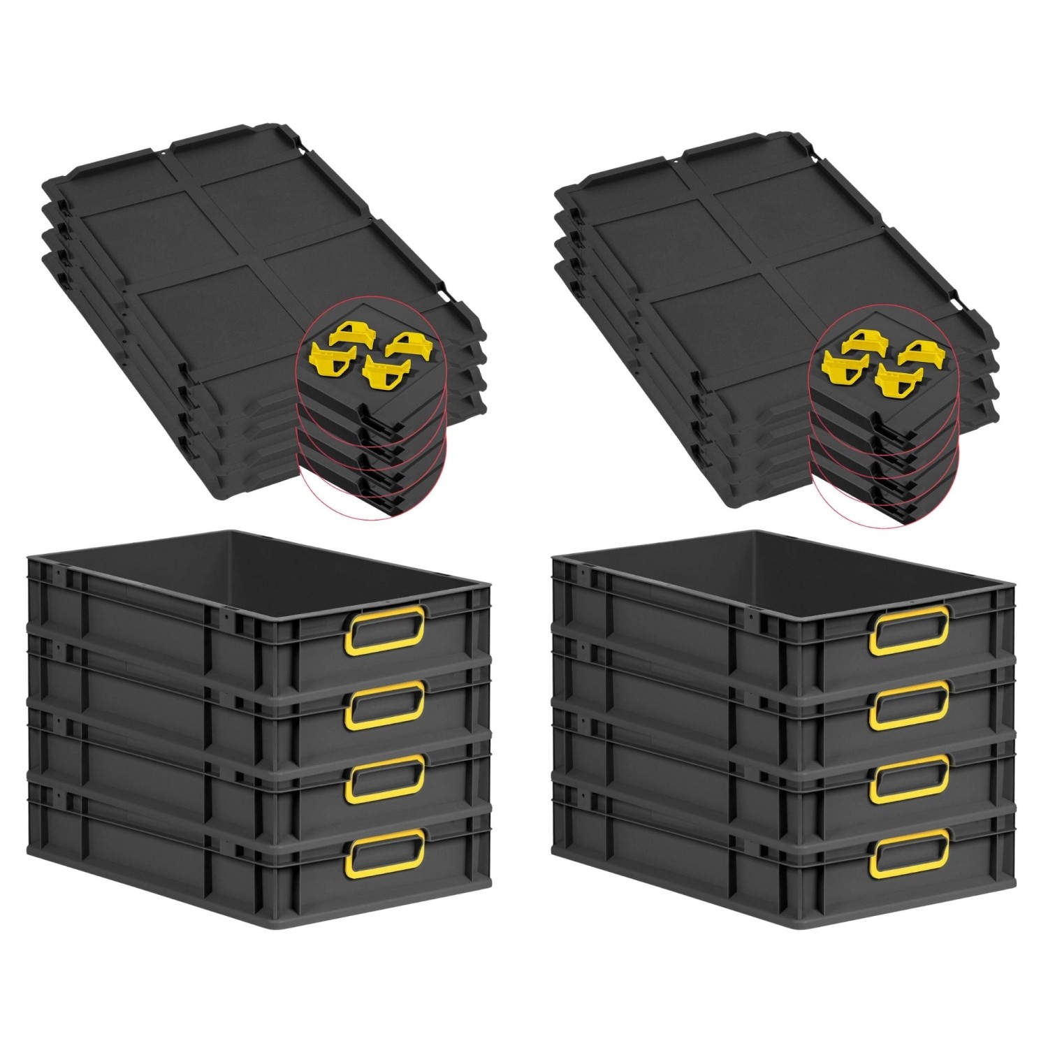 PROREGAL SuperSparSet 8x Eurobox Nextgen Color Mit Auflagedeckel HxBxT 12x4 günstig online kaufen