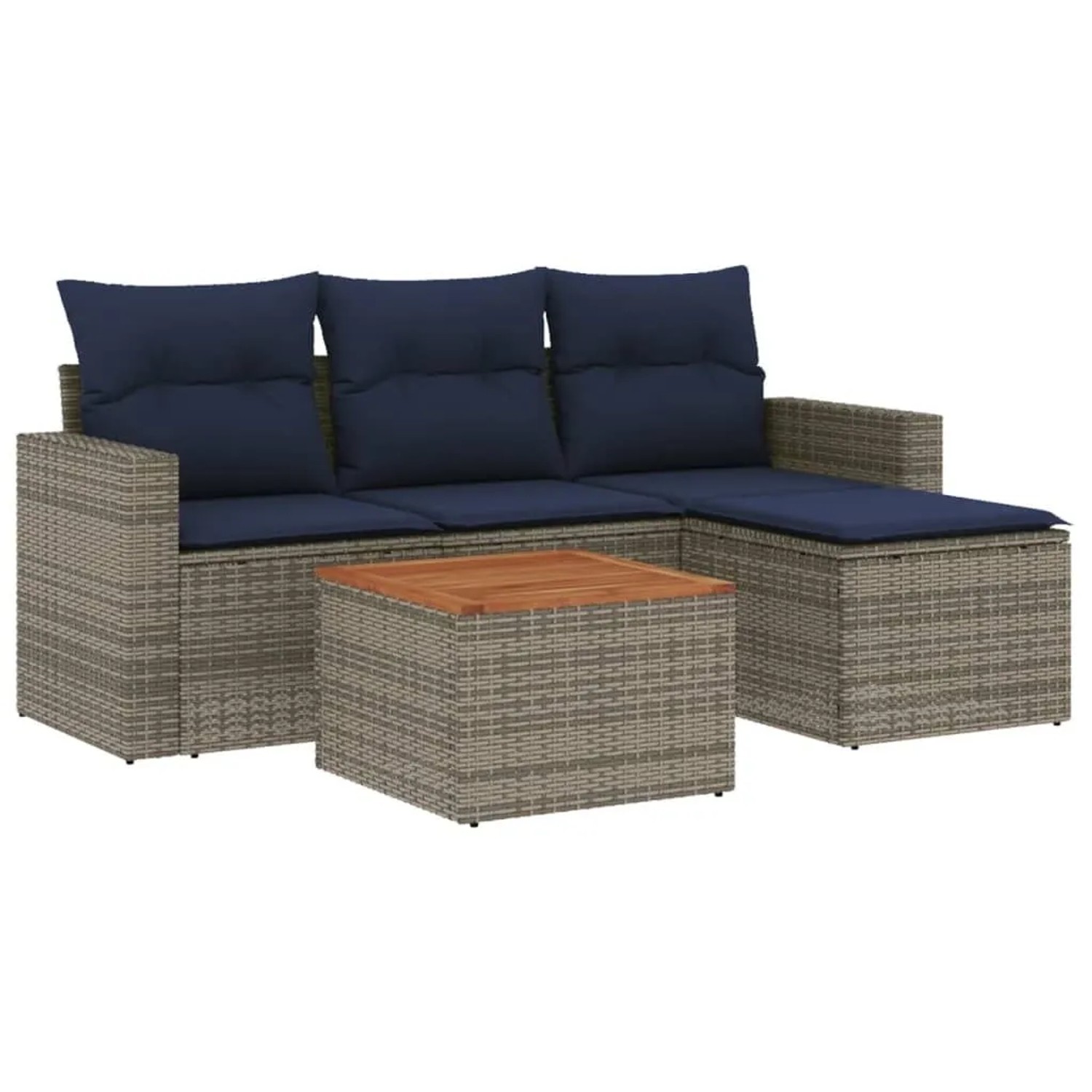 vidaXL 5-Tlg Gartensofa-Set mit Kissen Grau Polyrattan 3256425 günstig online kaufen