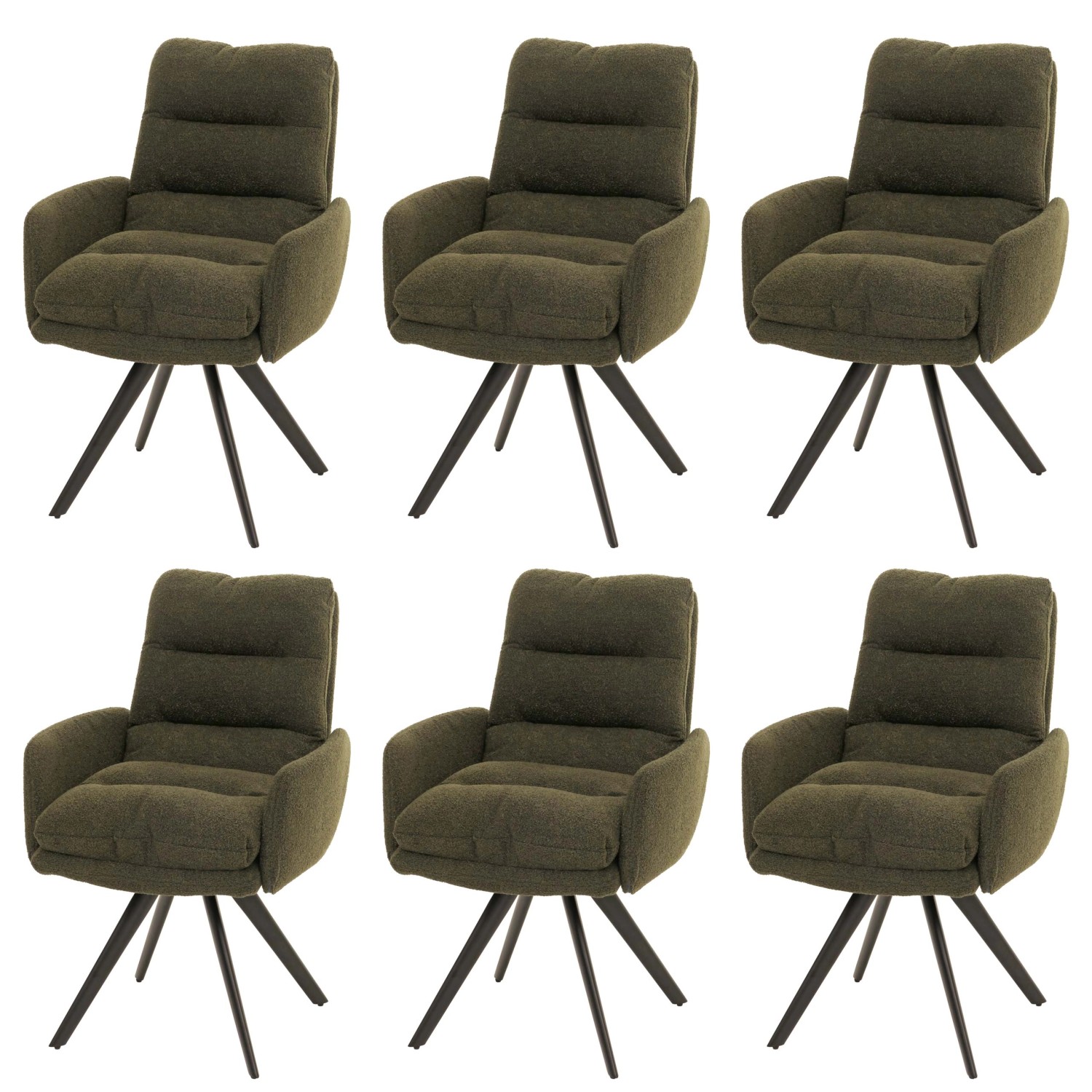 MCW Esszimmerstuhl G66 Boucle 6er-Set Grün mit Armlehne günstig online kaufen