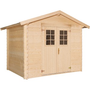 Kiehn-Holz Gartenhaus KH 19-005 Unberührt, 260x180 cm, aus unbehandeltem Holz mit Doppeltür.