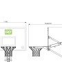 Technische Zeichnung: EXIT Galaxy Basketballkorb zur Wandmontage mit Dunkring, Maße und Details.