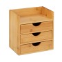 Relaxdays Schreibtischorganizer aus Bambus mit 3 Schubladen und Ablagefläche in Natur.