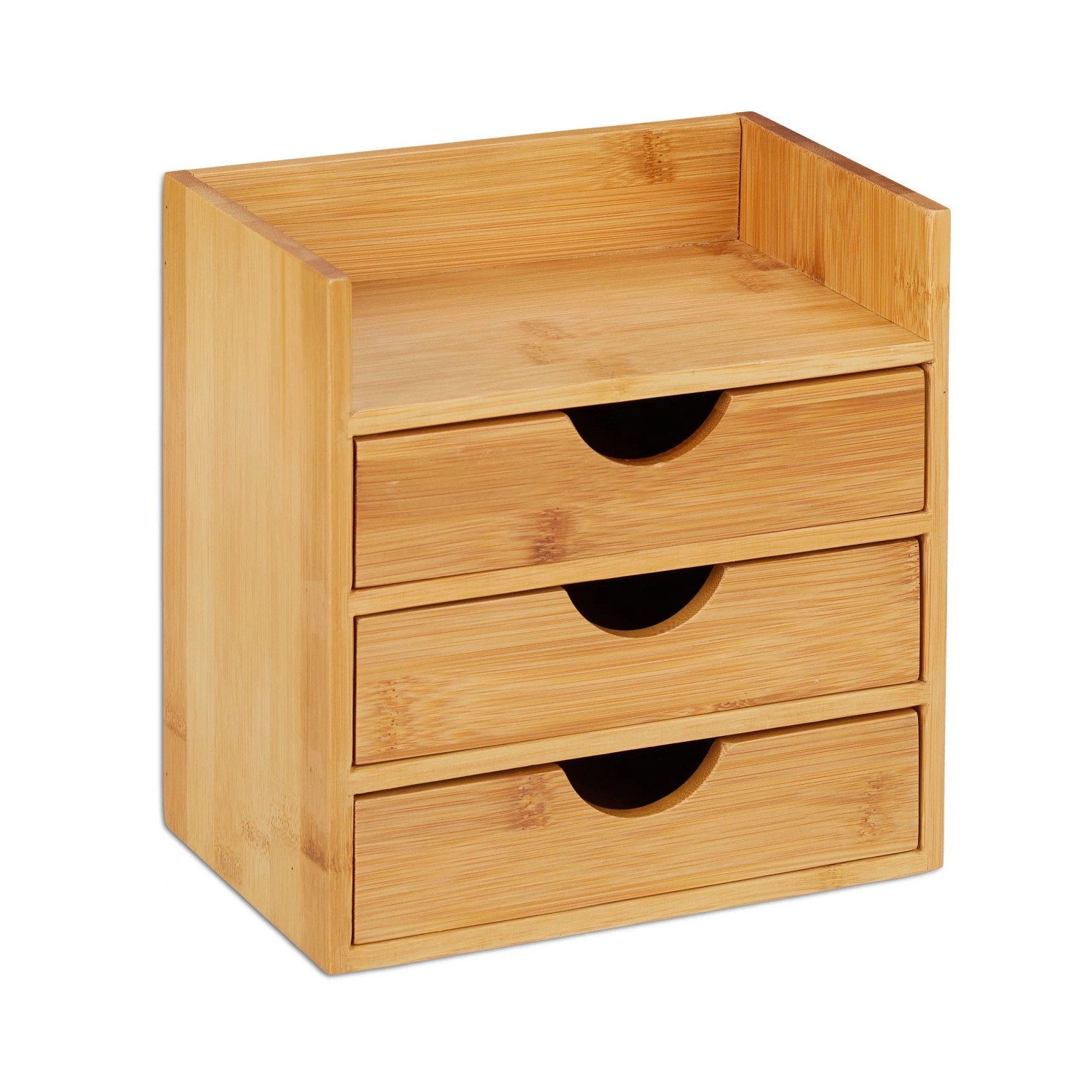Relaxdays Schreibtischorganizer Bambus Natur mit 3 Schubladen 21 cm x 20 cm x 13 cm 1,3 kg