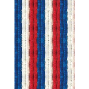 Arsvita Flauschvorhang mit roten, weißen und blauen Unistreifen.