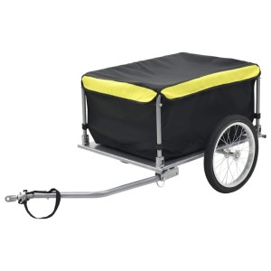 DELUKE Fahrrad Lastenanhänger, schwarz-gelb, bis 65kg. Transportanhänger für Fahrräder.
