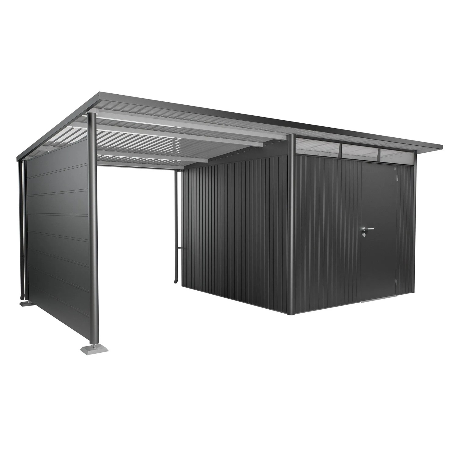 Biohort Seitendach für AvantGarde Gerätehaus A3/A7, Gr. L, Dunkelgrau-Metallic.