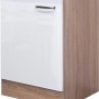 Flex-Well Spülenunterschrank Valero, 50 cm, Hochglanz Weiß/Sonoma Eiche, mit Drehtür.