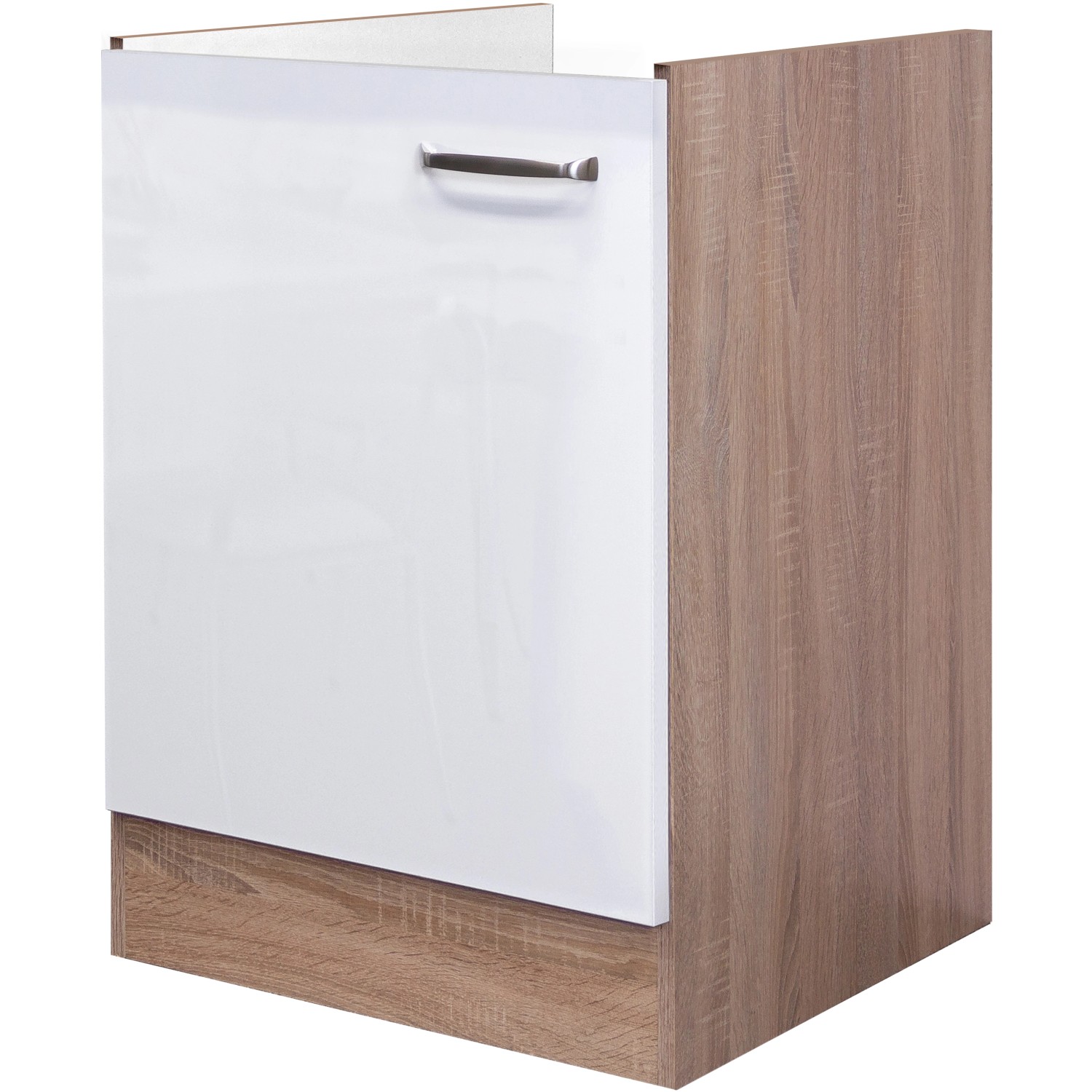 Flex-Well Exclusiv Spülenunterschrank Valero 50 cm Hochglanz Weiß-Sonoma Eiche