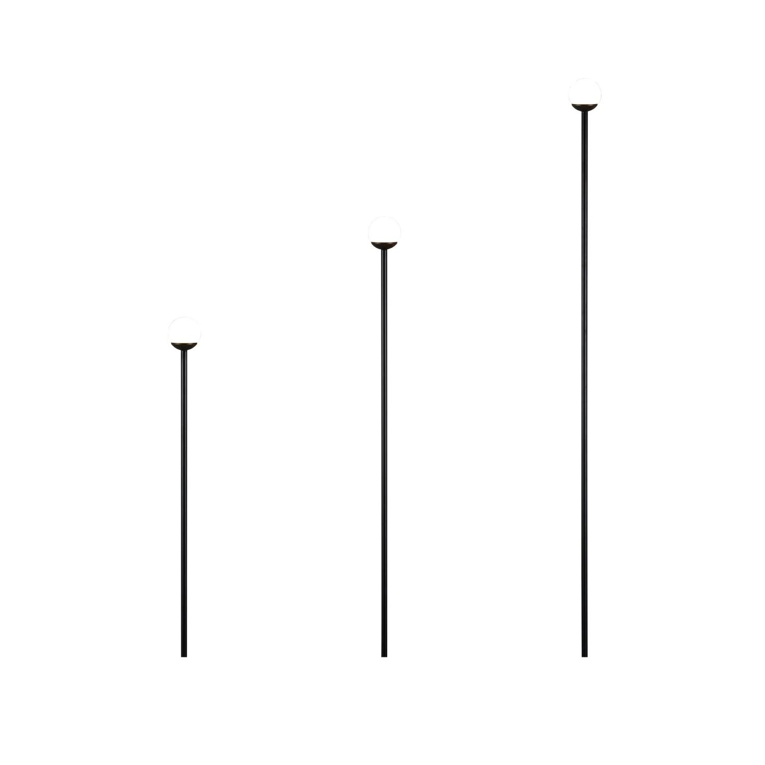 Reality LED-Stehleuchten-Set Scoop, 3er-Set, schwarz matt, verschiedene Höhen. Wegeleuchten für den Außenbereich.