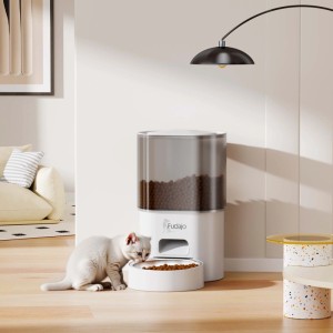 Fudajo Futter- Und Trinkautomat Weiß Katze Hund 3L Futterspender Trinkbrunnen