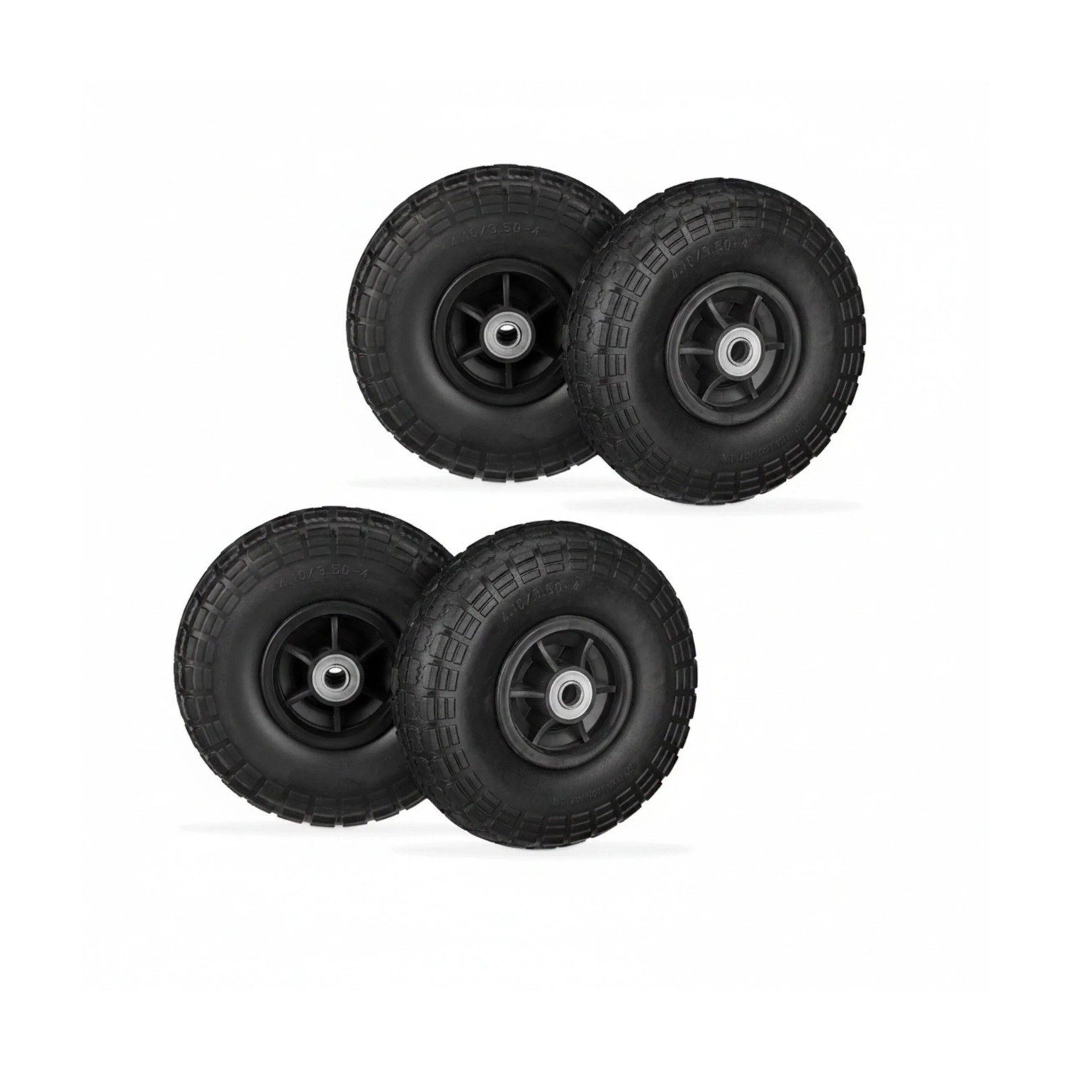 Relaxdays Sackkarrenrad 4er Set PU Gummi Schwarz Pannensicher 26 cm x 8,5 cm
