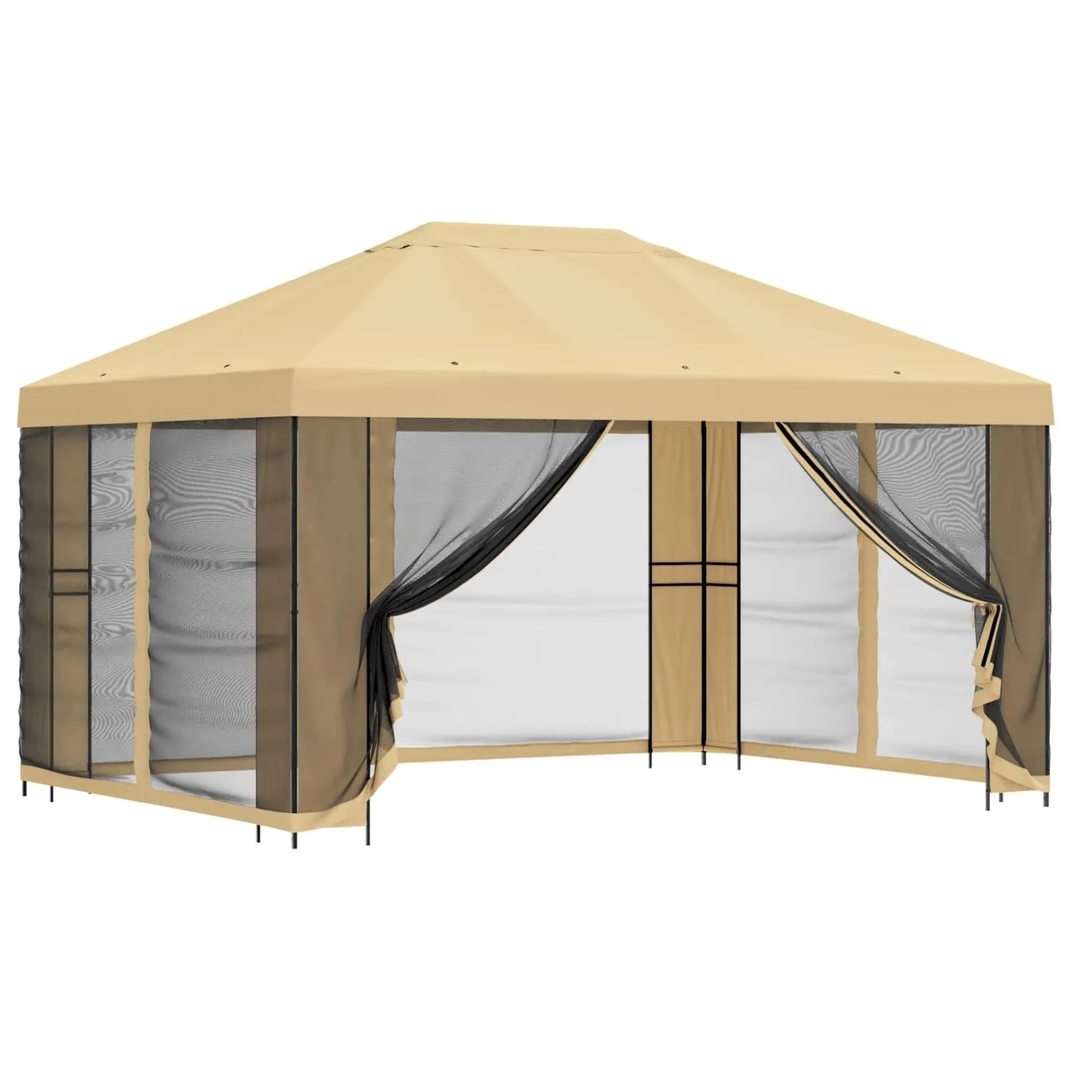 vidaXL Garten Pavillon mit Seitenwänden 4 x 3 m Creme 900386
