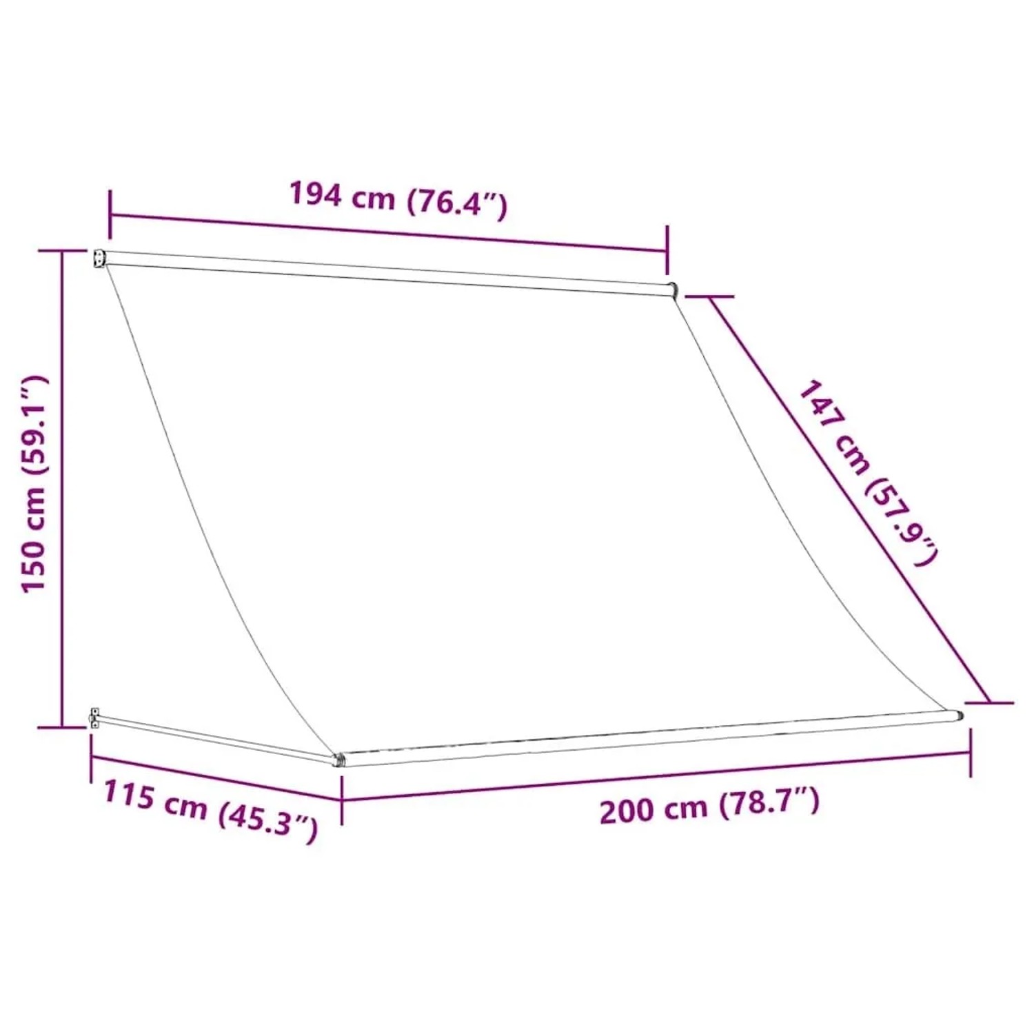 vidaXL Einziehbare Markise 200x150 cm Creme 143765_7