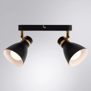 Schwarze ARTE LAMP LED Wandleuchte mit zwei Spots für Flur und Diele.