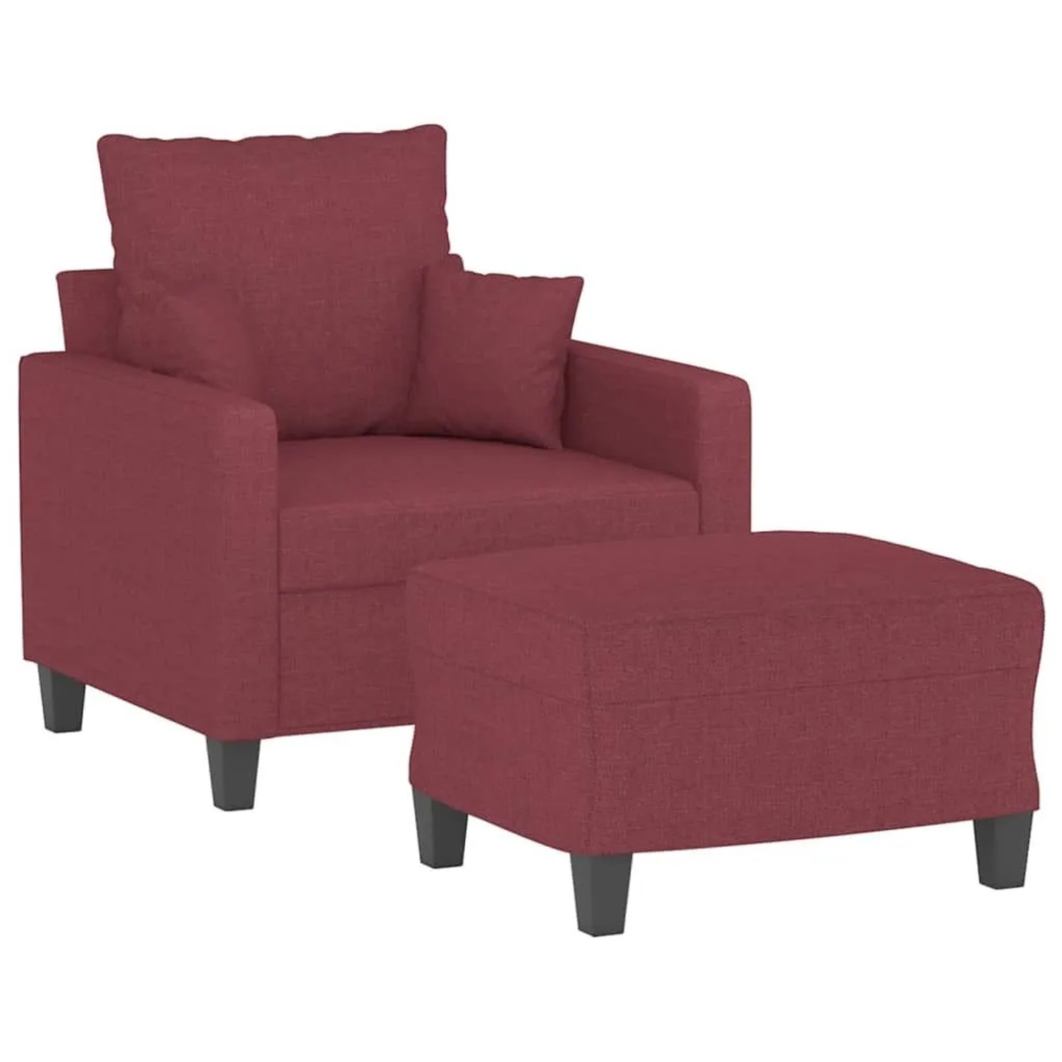 vidaXL Sessel mit Hocker Weinrot 60 cm Stoff 3201087
