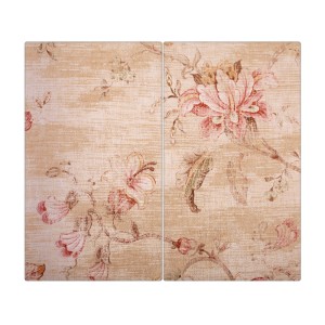 Banjado 2-teilige Herdabdeckplatte aus Glas (30x52cm) mit Blumenmuster.
