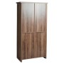MCW Schrank K75 Braun, Schubladenkommode mit Schiebetür und 8 Fächern in Holzoptik.