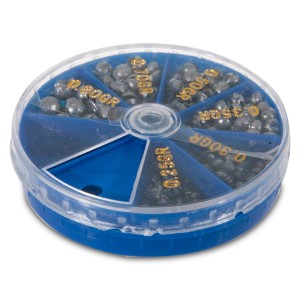 Westline Bleischrot Sortiment XL für Angler, verschiedene Größen in blauer Sortierbox.