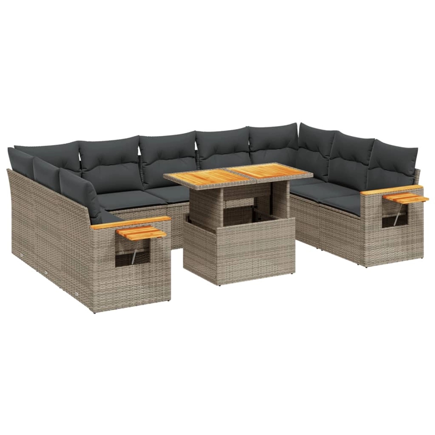 vidaXL 11-Tlg Garten-Sofagarnitur mit Kissen Grau Poly Rattan 3273692 günstig online kaufen
