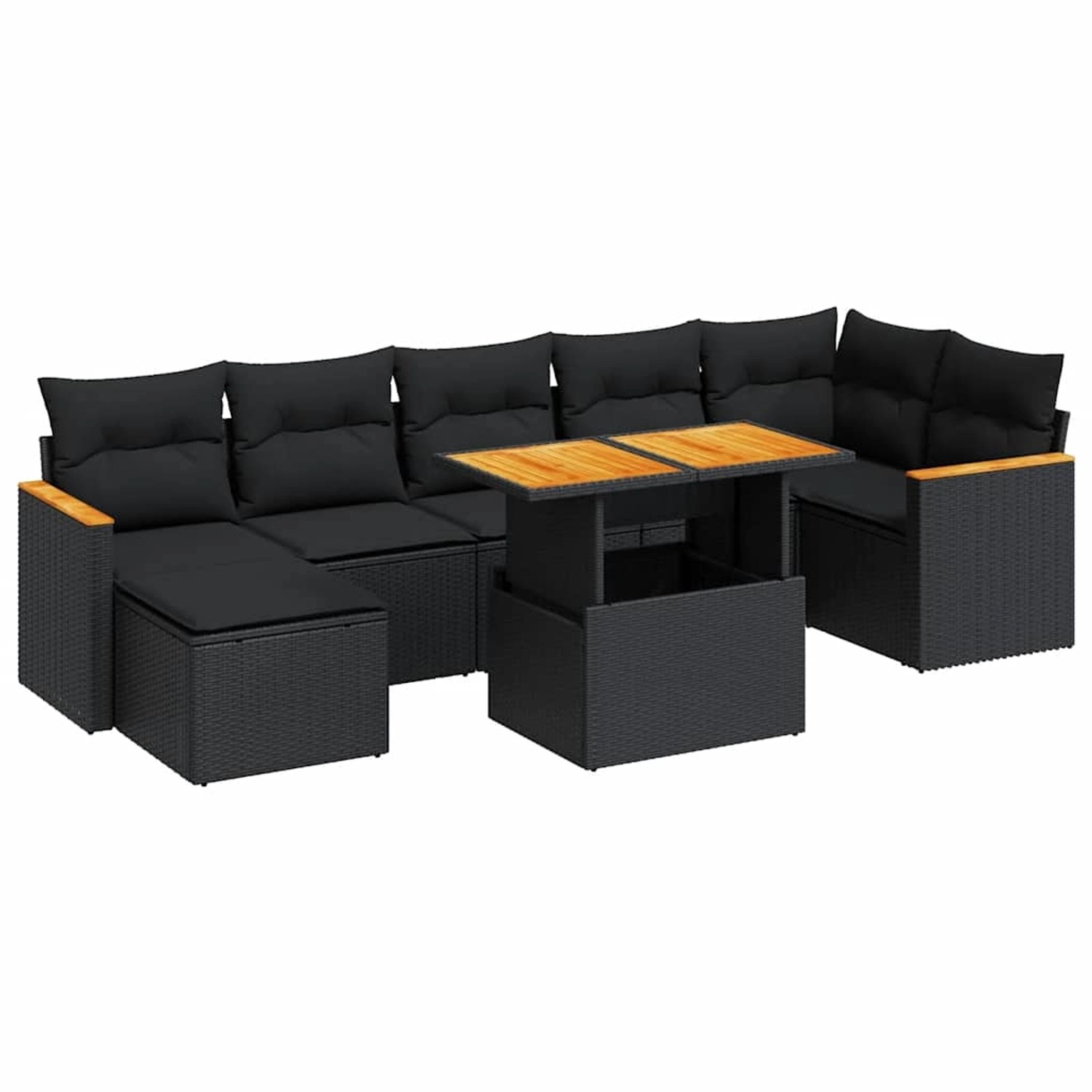 vidaXL 8-Tlg Garten-Sofagarnitur mit Kissen Schwarz Poly Rattan 3327513 günstig online kaufen
