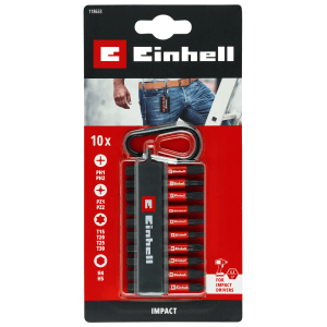 Einhell Impact Bit-Set, 10-teilig im Taschenformat mit Karabiner, für Schraubendreher und Schlagschrauber.