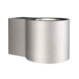Moderne LED-Außenwandleuchte Stavanger aus Edelstahl, zylindrische Form. Für stimmungsvolle Beleuchtung im Außenbereich.