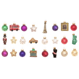 Krebs Glas Lauscha Weihnachtsornamente Miniaturen Weltreise, 24-teiliges Set mit Wahrzeichen.