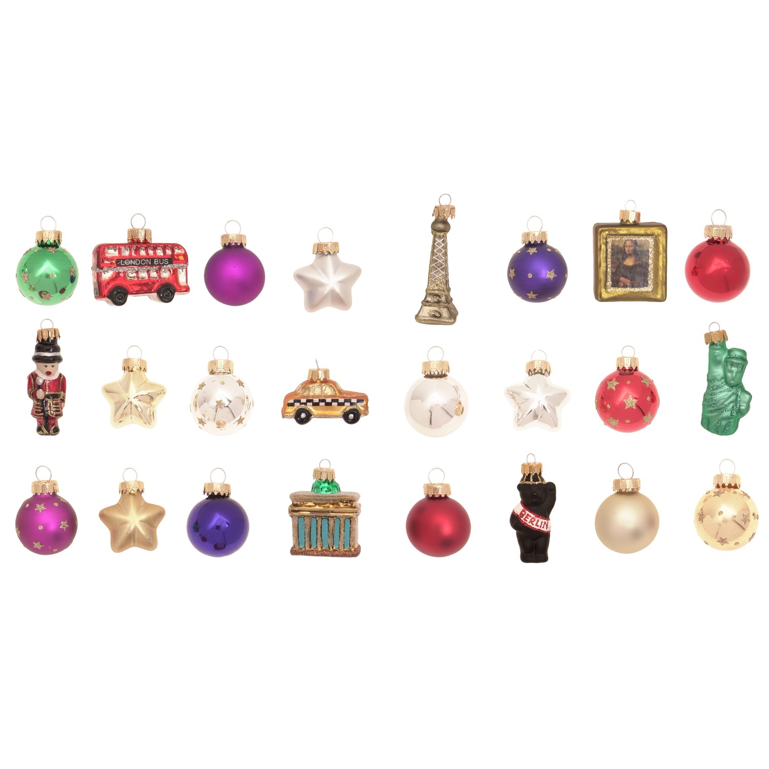 Krebs Glas Lauscha Weihnachtsornamente Miniaturen Weltreise 24-tlg. 4-6cm