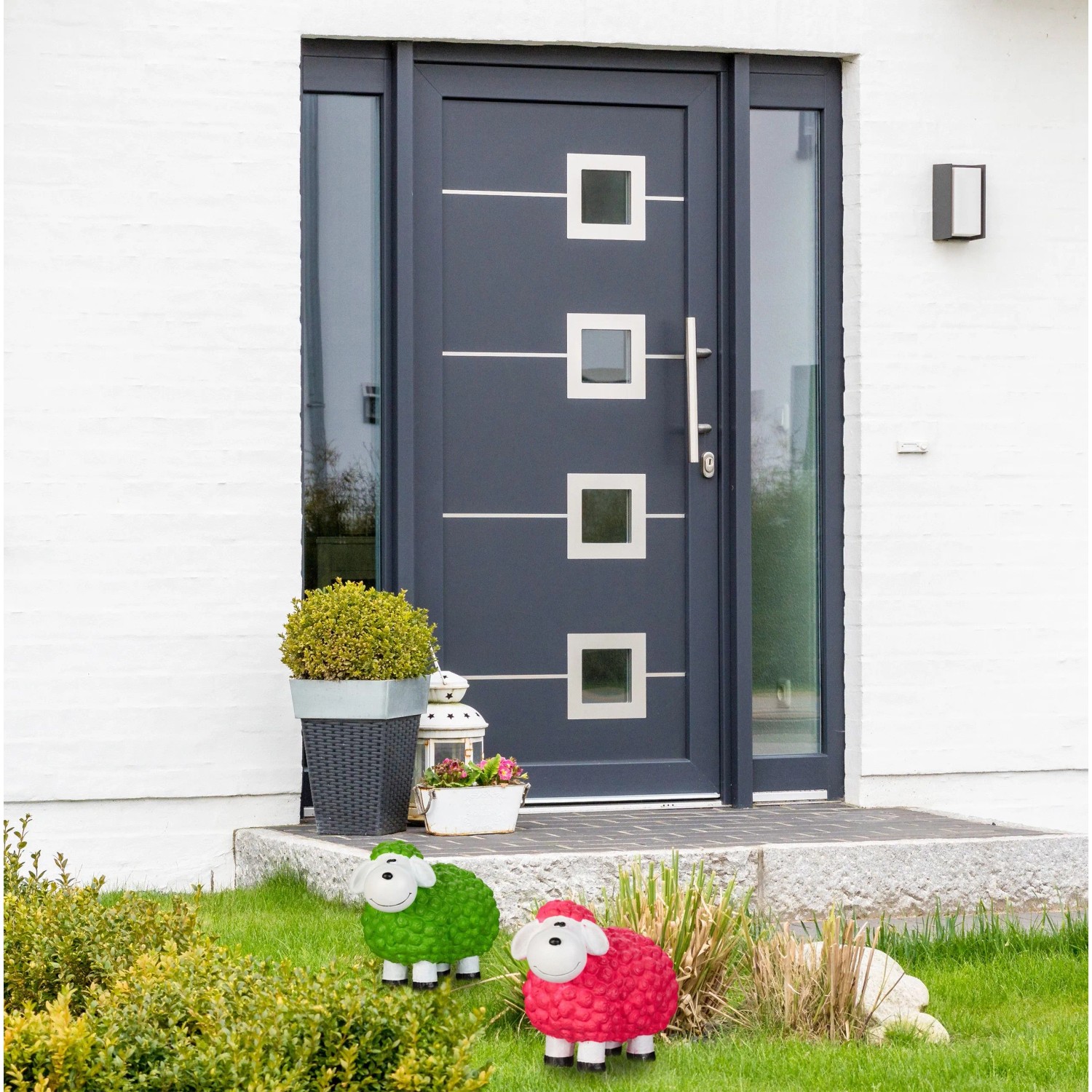 Relaxdays Gartenfigur Schaf Keramik Pink Wetterfest 33 cm x 24 cm x 44 cm 4,1 kg_5