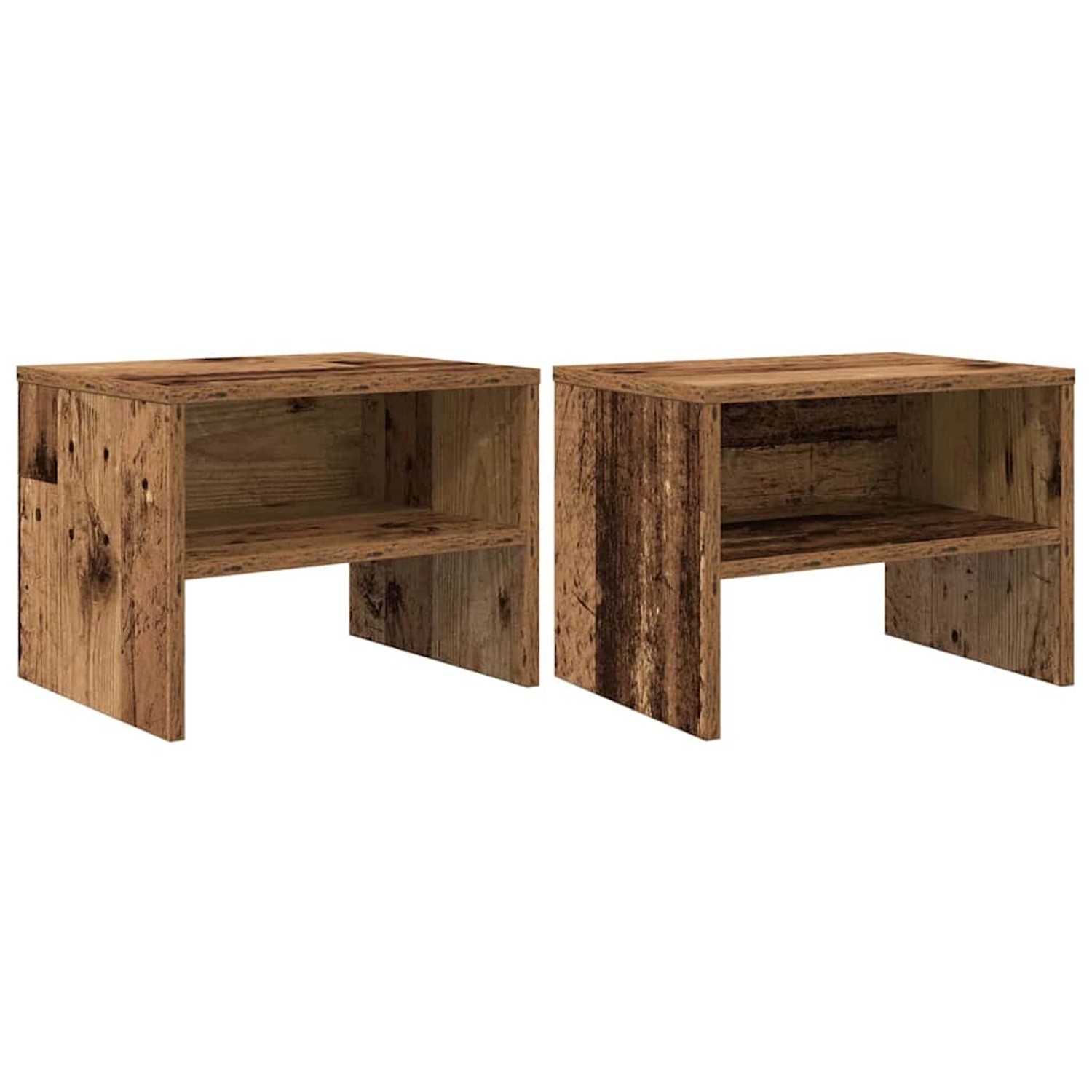 vidaXL Nachttisch 2 Stk Altholz 40 x 40 x 30 cm Holzwerkstoff 875004 günstig online kaufen