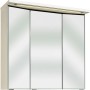 Pelipal Spiegelschrank Trentino, weiß glänzend, 75 cm breit, mit drei Spiegeltüren und Beleuchtung.