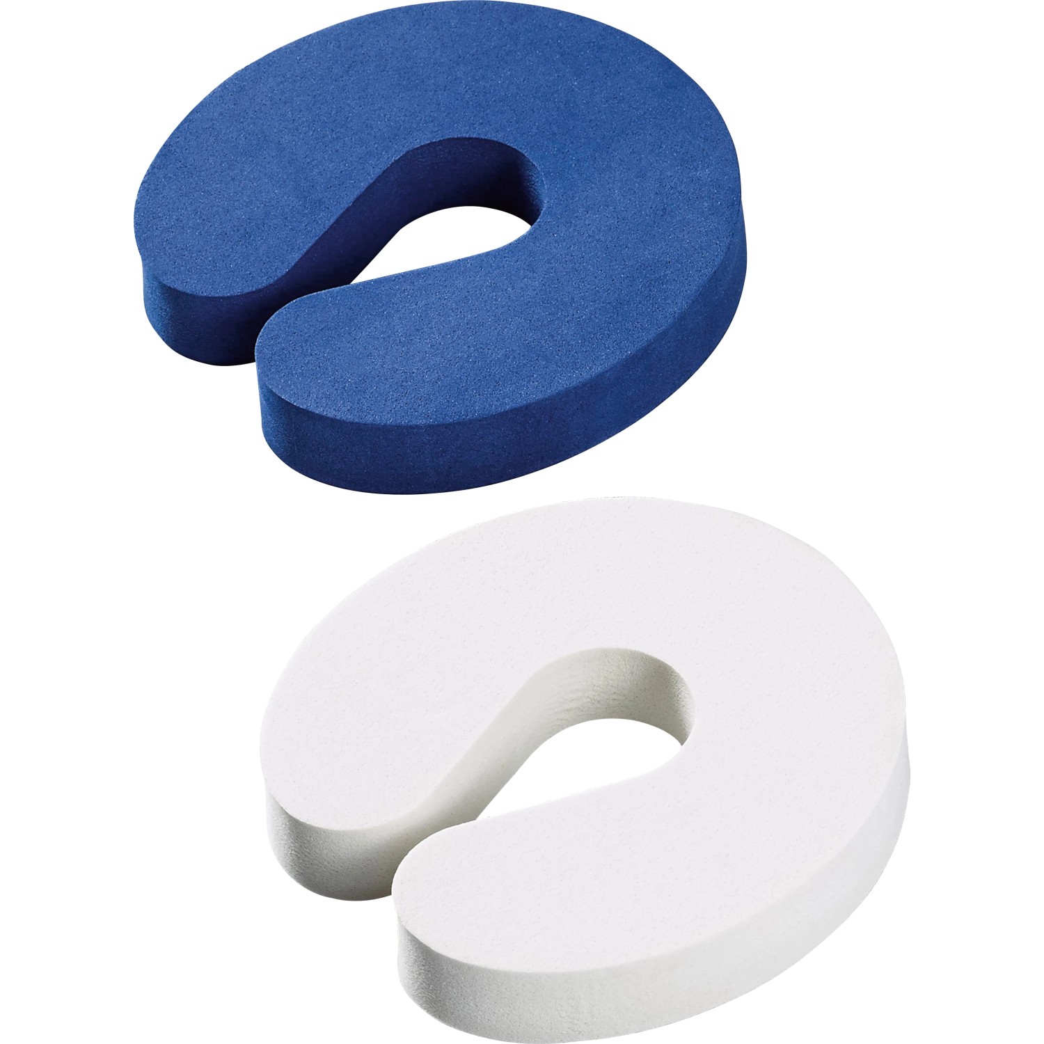 Türstopper 2er-Set: C-Form, Kunststoff, blau und weiß. Praktischer Schutz für Türen und Möbel.
