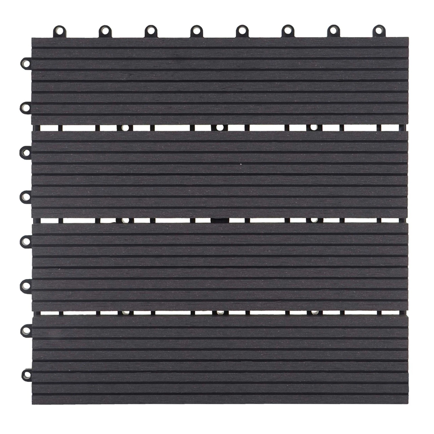 BERLINLODGE WPC Bodenfliese 11x Je BxT 30x30cm Holzoptik Balkon Terrasse Basis Anthrazit Linear
