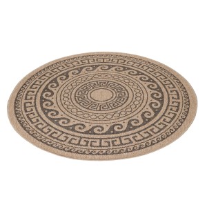 Runder, schwarzer Ayyildiz Outdoor-Teppich Comilla mit Muster, 120x120 cm. Wetterfest und pflegeleicht.