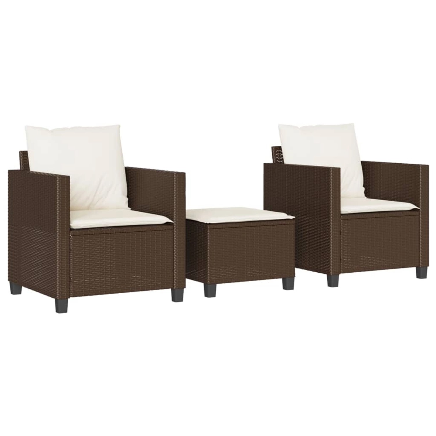 vidaXL 3-Tlg Bistro-Set mit Kissen Braun Poly Rattan 4003897 günstig online kaufen