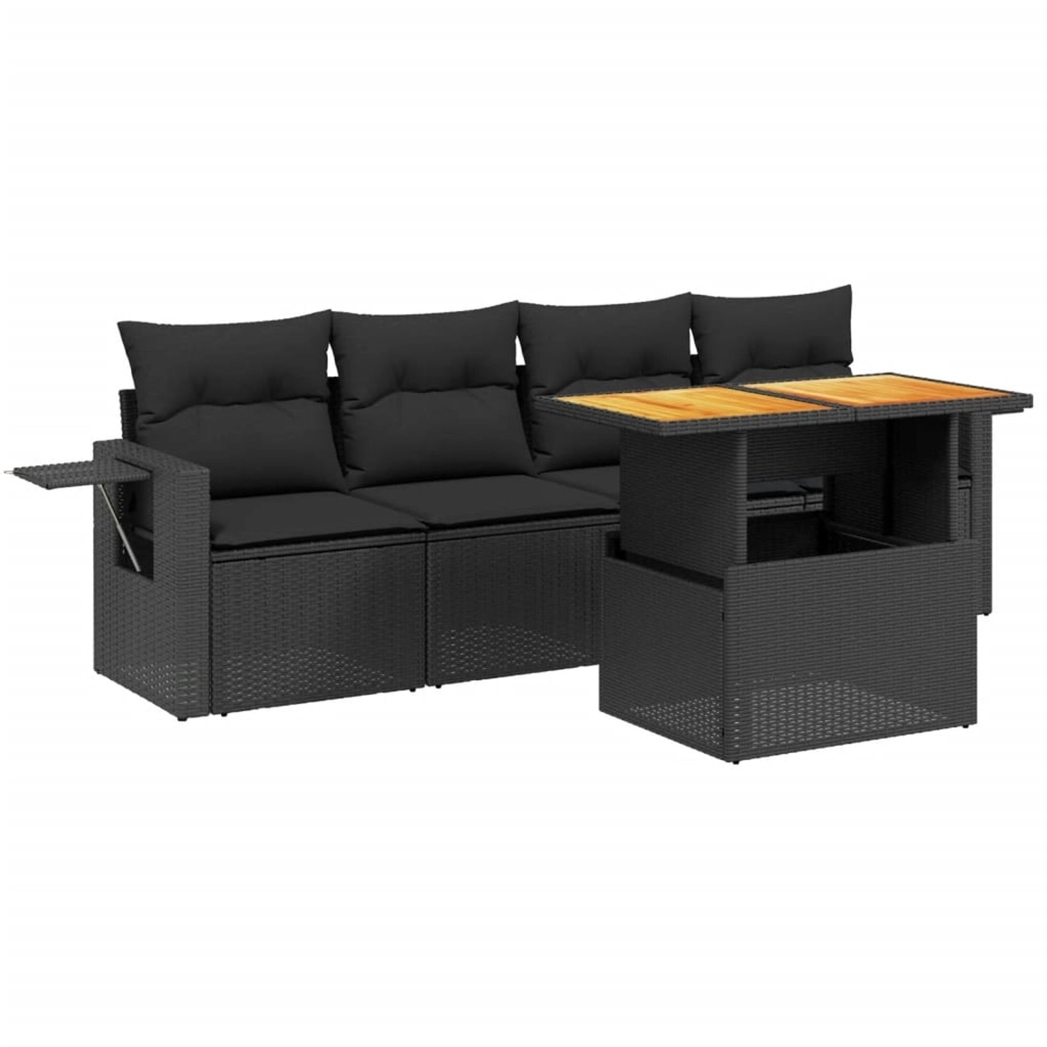 vidaXL 5-Tlg Garten-Sofagarnitur mit Kissen Schwarz Poly Rattan 3271629 günstig online kaufen