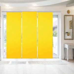 Gelber Flächenvorhang Ellen 3er-Pack: Moderne Fensterdekoration für Wohn-, Schlaf- und Kinderzimmer.