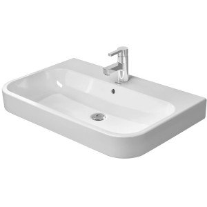 Weißes Duravit Happy D.2 Möbelwaschbecken, 65 cm, mit Hahnloch und Überlauf.