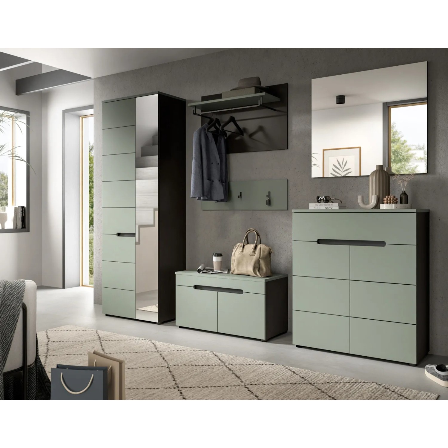 Inn.Furn Garderoben-Set 4-teilig in Salbei und Grau 160 cm Cooper_7