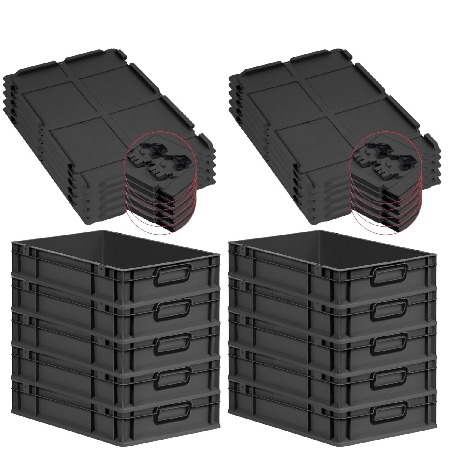 PROREGAL SuperSparSet 10x Eurobox Nextgen Color Mit Scharnierdeckel HxBxT 1 günstig online kaufen