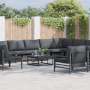Großes, anthrazitfarbenes vidaXL Garten-Sofa-Set (13-teilig) aus Stahl mit Tisch und Polstern.