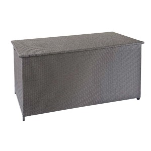 Graue MCW Poly-Rattan Kissenbox D88, 950l, 80x160x94cm. Premium Aufbewahrungsbox für Gartenmöbel.