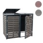 Proregal XL Mülltonnenbox für 2/4 Tonnen, Walnuss-Holzoptik, mit WPC-Verkleidung und Metallrahmen.