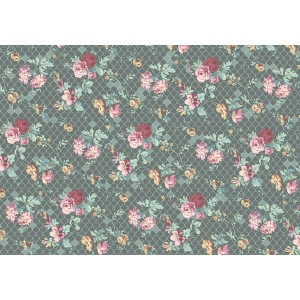 Komar Vlies Fototapete Embellish mit Rosenmuster auf grauem Grund, 400x280 cm.