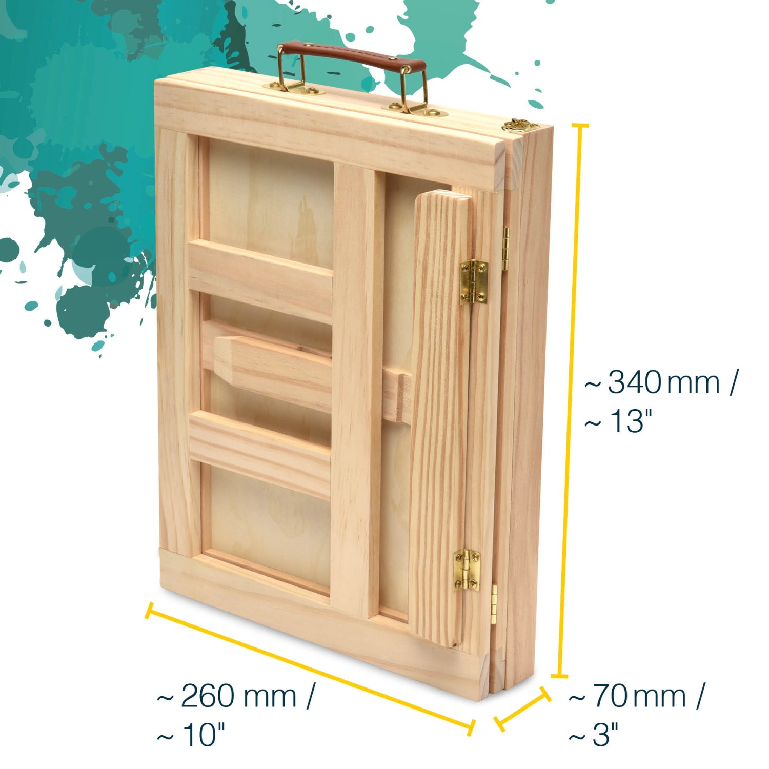 Artina Milano Staffelei Malset (19-tlg), Kiefernholz Kofferstaffelei geschlossen mit Tragegriff.