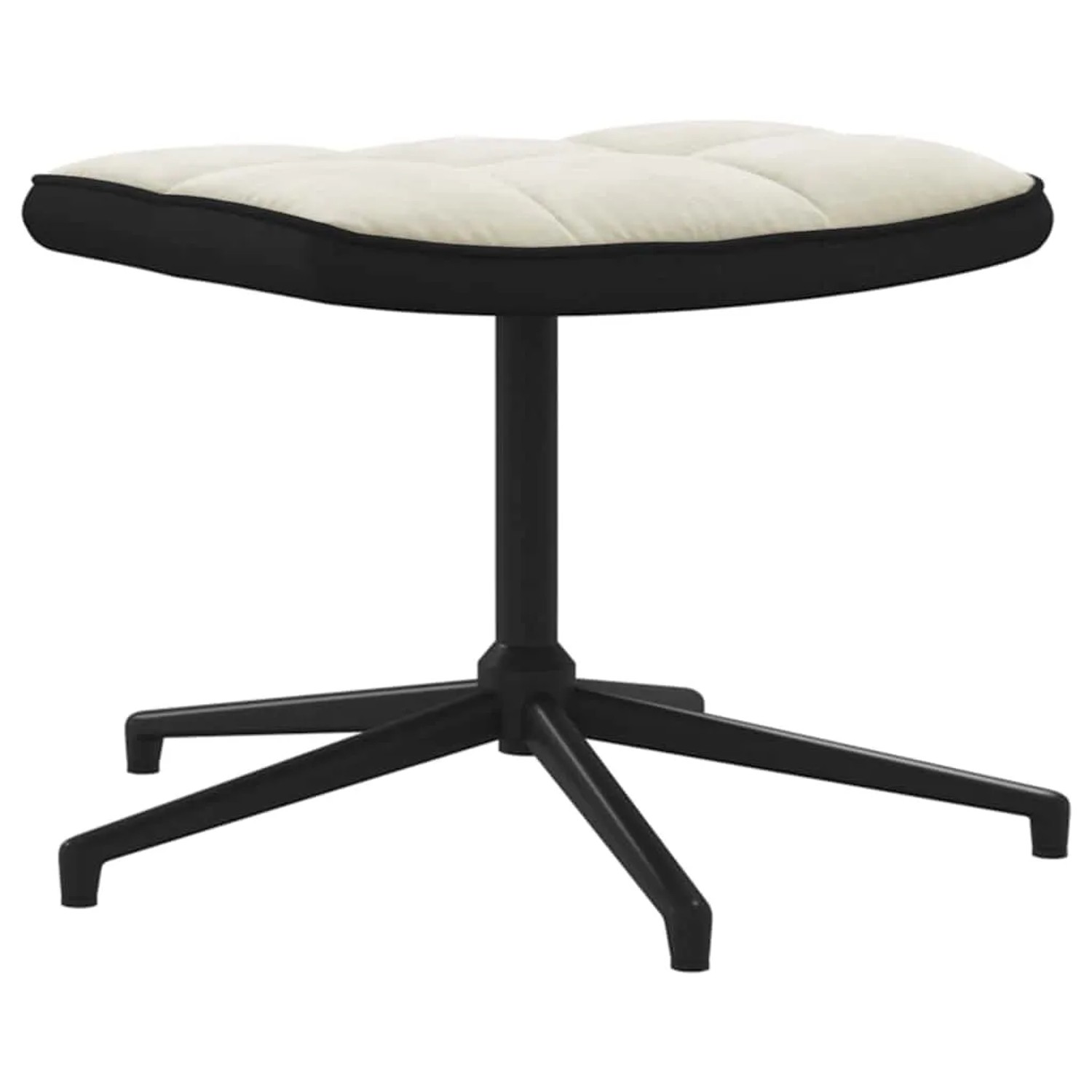 Cremeweißer vidaXL Relaxsessel Hocker aus Samt und PVC mit schwarzem Stahlfuß.