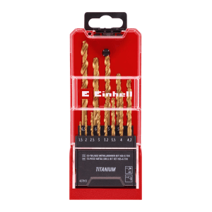 Einhell Titan-Metallbohrer-Set, 19-teilig, in roter Kassette. HSS-G Bohrer von 1 mm bis 10 mm.